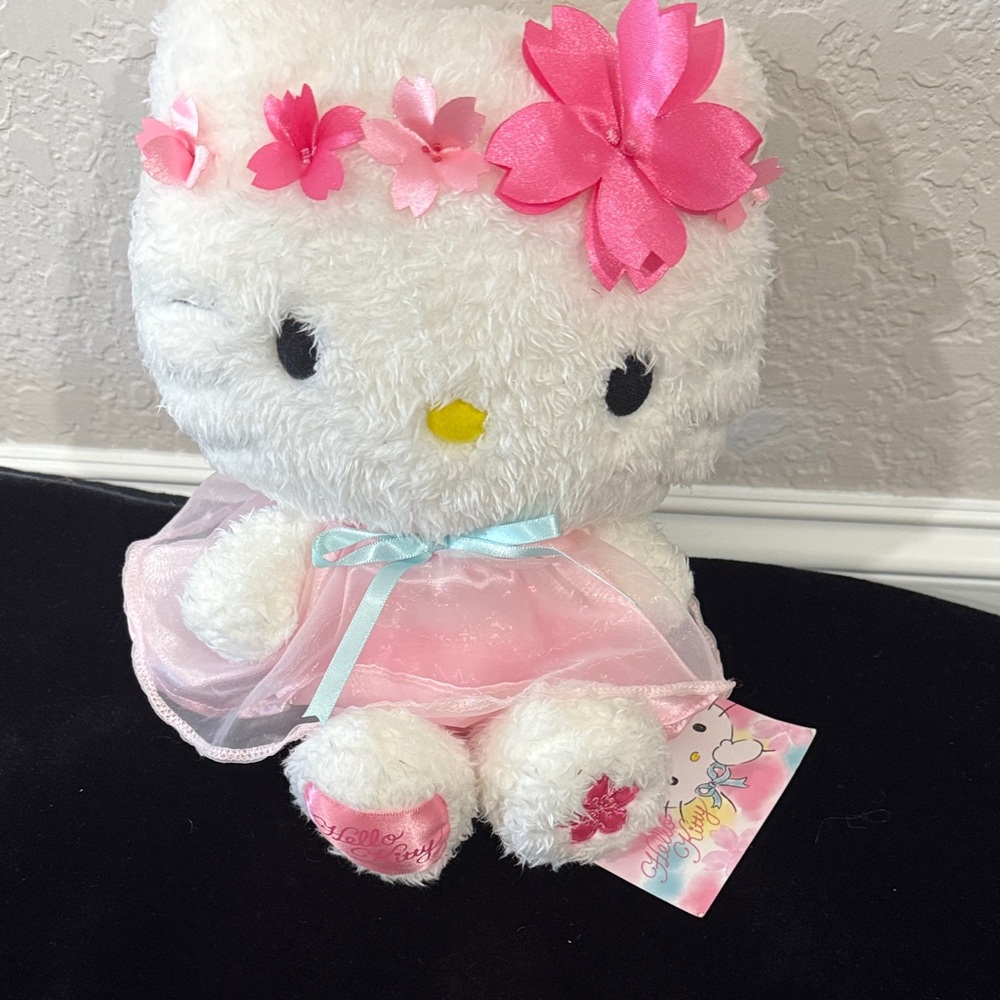 Sanrio Hello Kitty Plush with Pink Floral Accents